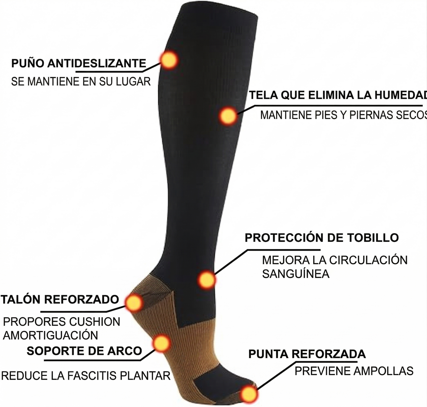 Medias Largas De Compresion De Cobre 🧦